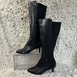 ALFANI Hakuu Almond Toe Kitten Heel Black Zip Tall Riding Boots Whimsygoth 7.5